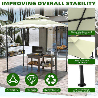 Grillpavillon mit Doppeldach & Stauraum – 245x153x250 cm