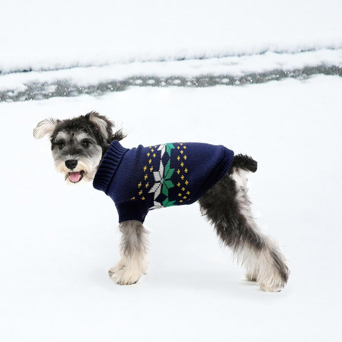 Gestrickter Hundepullover Rollkragen Marineblau XS