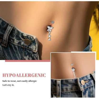 6er Set Bauchnabelpiercing Chirurgenstahl Zirkonia Silber