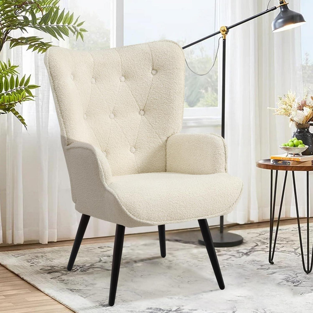Ohrensessel Skandinavisch Weiß – Bequemer Relaxsessel mit hoher Lehne