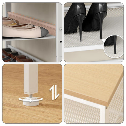 5-stöckiges Schuhregal weiß & Holz – Schuhschrank für 16-20 Paar