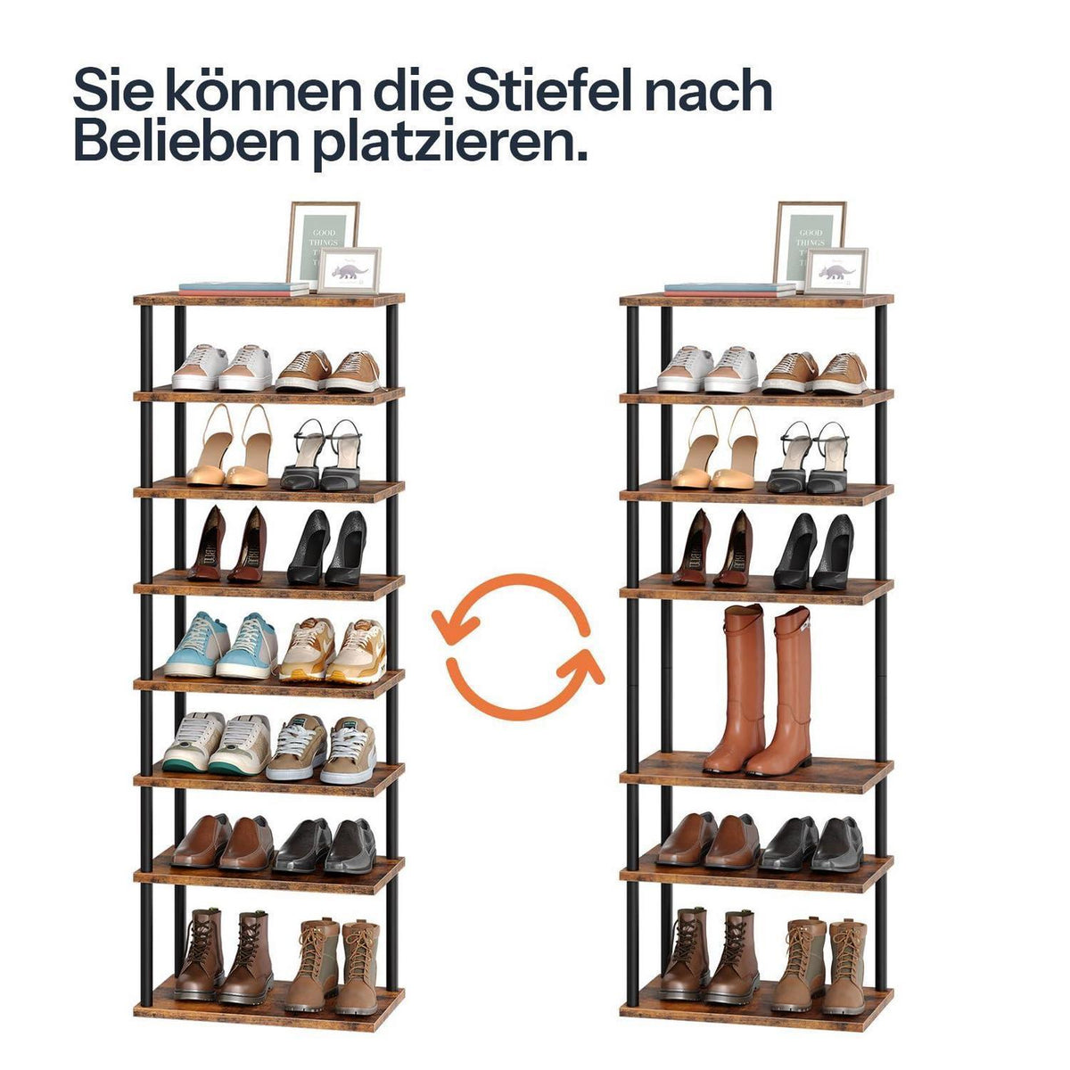 Vertikales Schuhregal 8-lagig – Schuhablage für Flur & Eingang