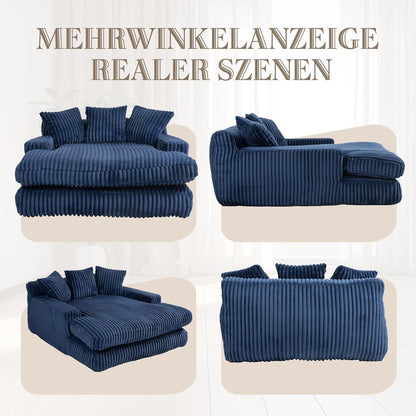 Bequemes Cord-Schlafsofa mit Kissen – Marineblau Loungesessel