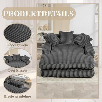 Bequemes Cord-Schlafsofa mit Kissen – Modernes Wohnzimmer Sofa