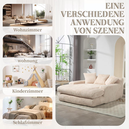 Bequemes Cord Schlafsofa mit Kissen – Loungesessel für Wohnzimmer