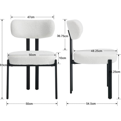 Ya-Home Esszimmerstühle 4er Set, Runde Boucle Stühle Weiß