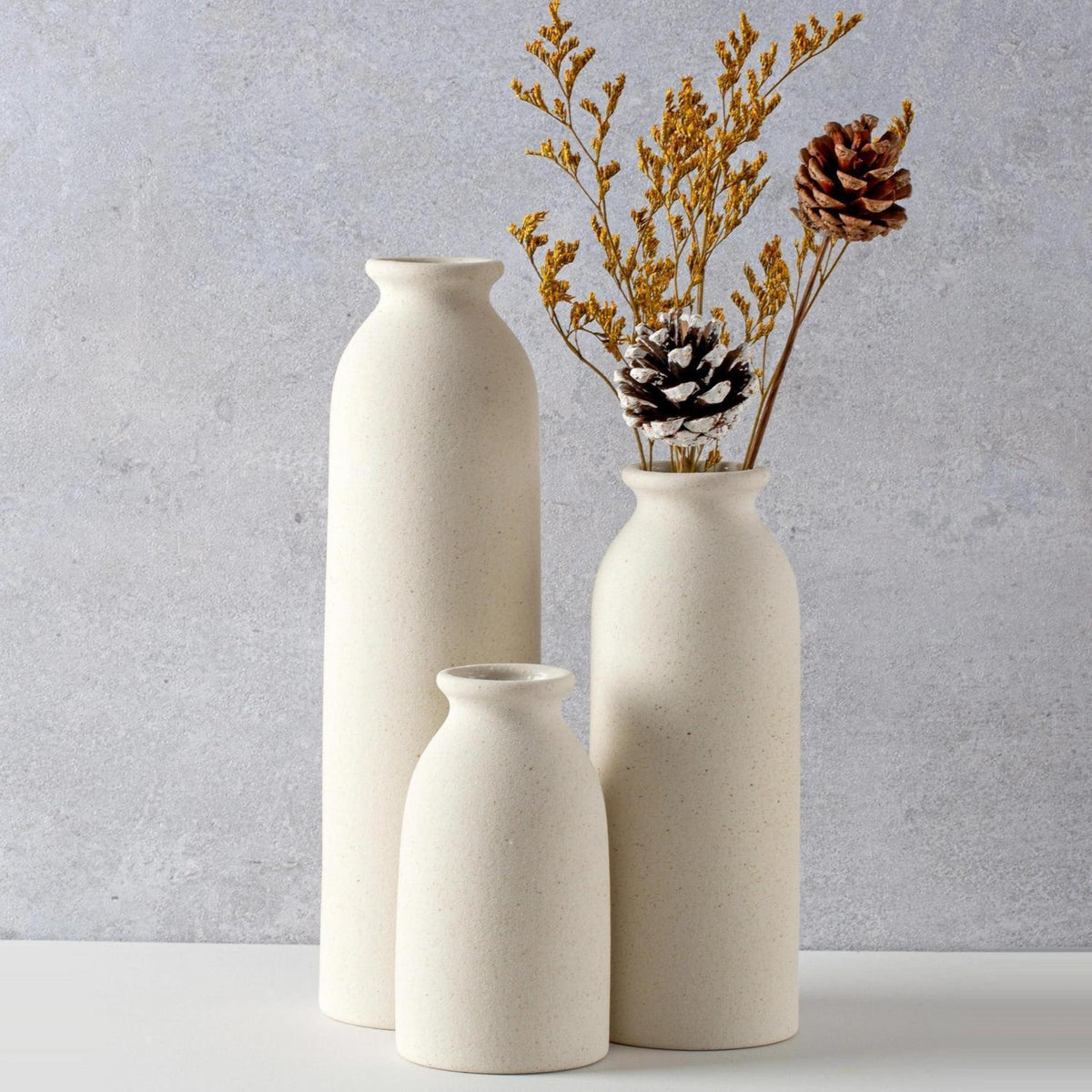 Keramik Vasen Set 3-teilig Beige Modern