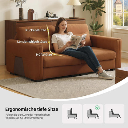 2-Sitzer Sofa Lederoptik 196cm – Bequemes Wohnzimmer Sofa