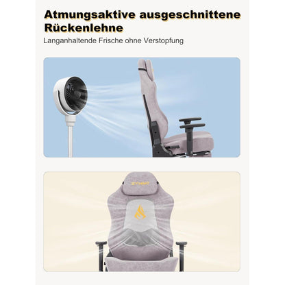 Gaming Stuhl Rosa mit 3D-Lendenwirbelstütze in Lederoptik