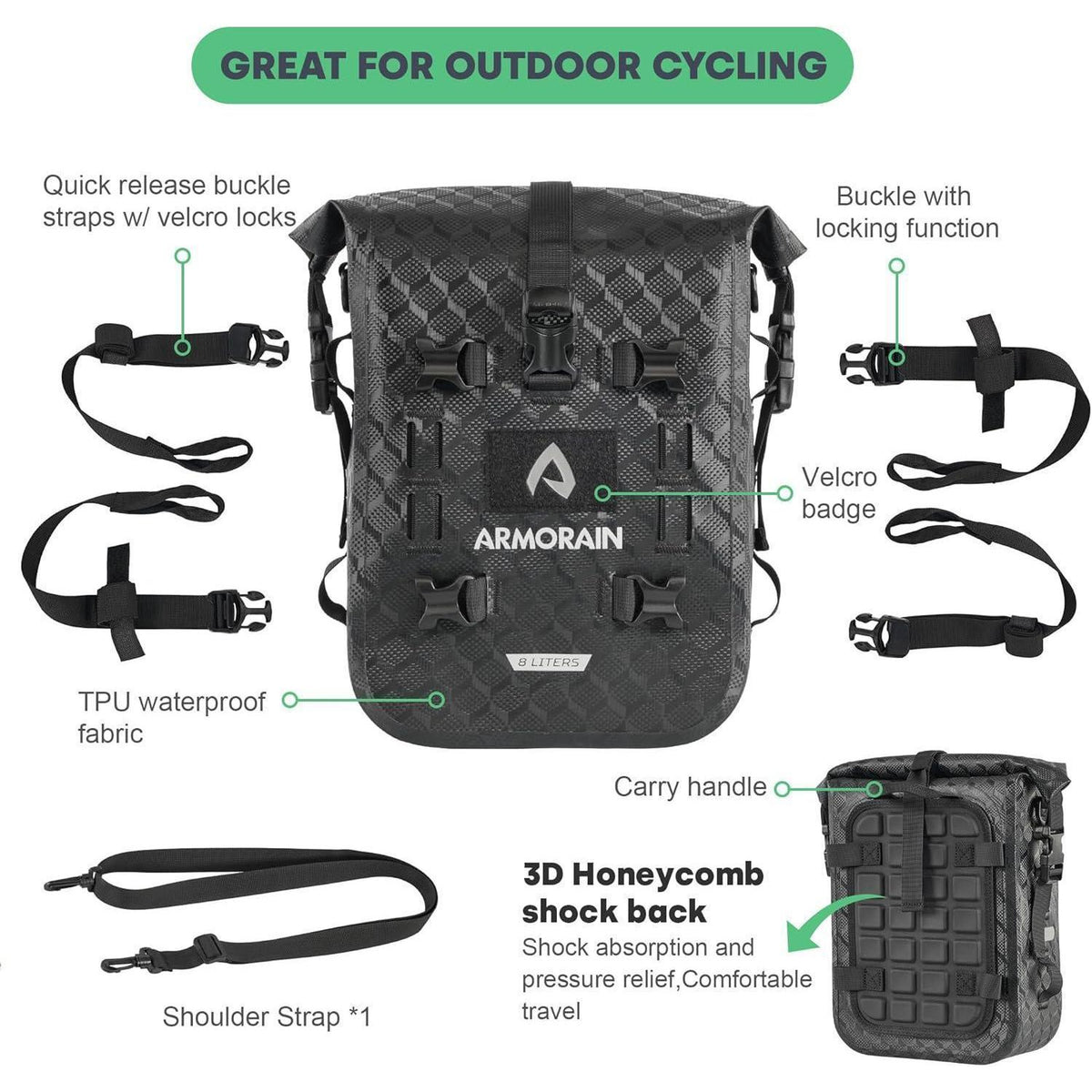 Motorrad Sturzbügel Tasche 8L Wasserdicht Universal