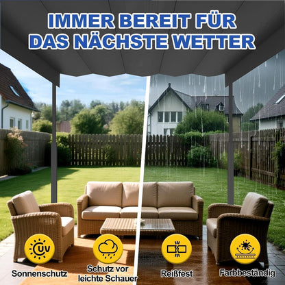 Verstellbare Pergola 3x3m – Terrassenüberdachung Stahl & Polyester