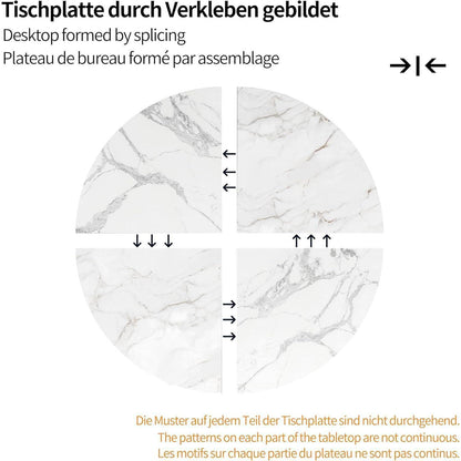 Runder Esstisch 100cm Marmor Optik – Modern & Stabil