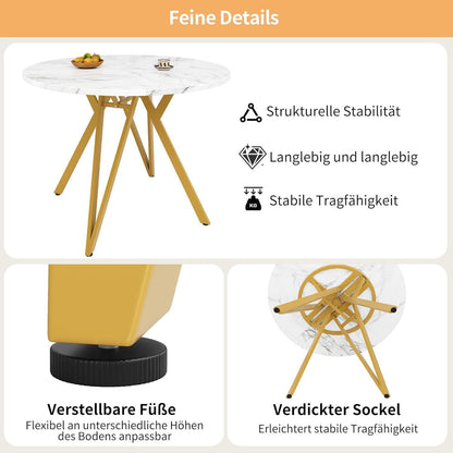 Runder Esstisch 100cm Marmor Optik – Modern & Stabil