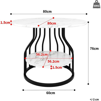 Runder Esstisch 80x80cm Weiß – Modern mit Stauraum