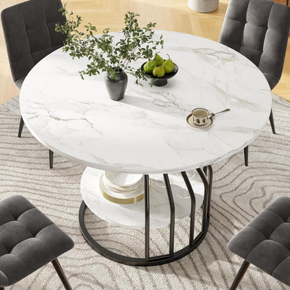 Runder Esstisch 80x80cm Weiß – Modern mit Stauraum