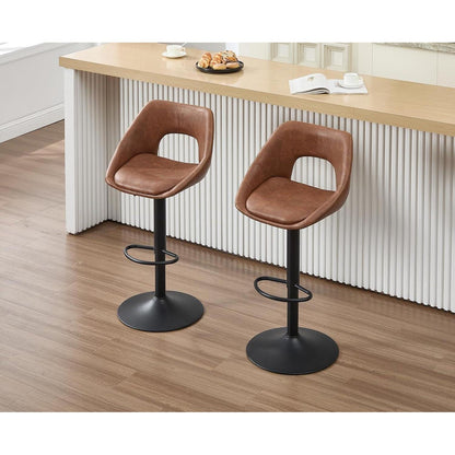 Barhocker Set 2er – Höhenverstellbar & Drehbar, Braun-Schwarz