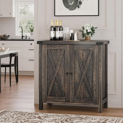 Sideboard Eiche | 2 Fächer, 2 Türen | Anrichte & Beistellschrank