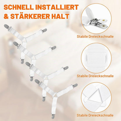 4x Bettlakenspanner Verstellbar – Für Straff & Glatte Bettwäsche