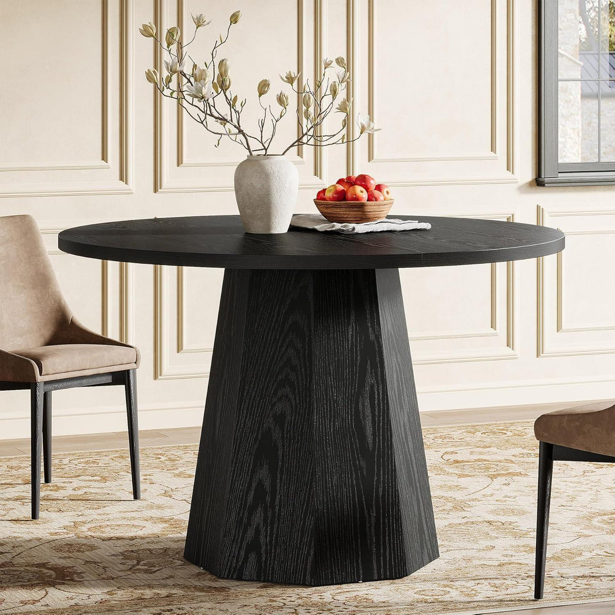 Runder Esstisch Schwarz 118cm – Esszimmertisch für 4 Personen