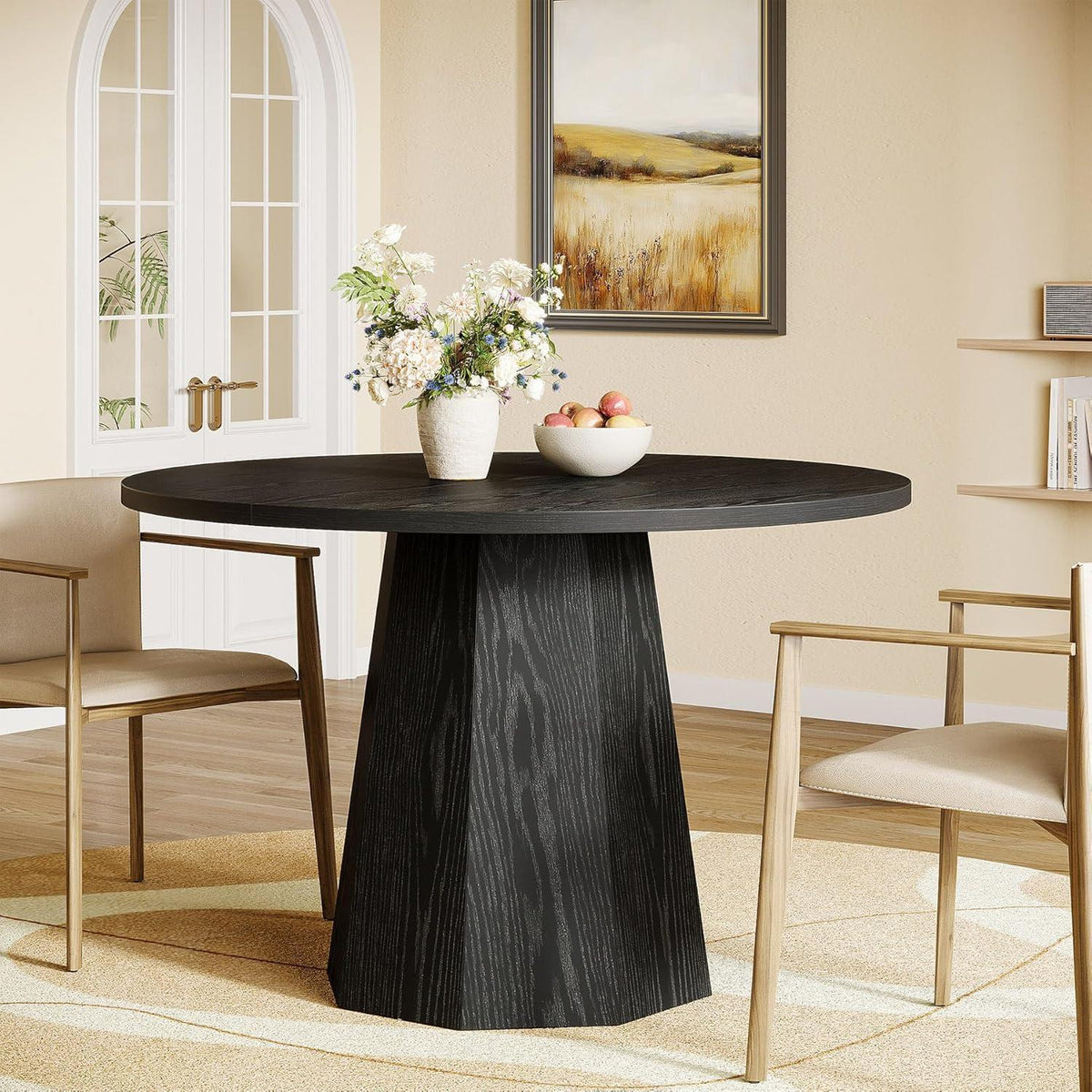 Runder Esstisch Schwarz 118cm – Esszimmertisch für 4 Personen
