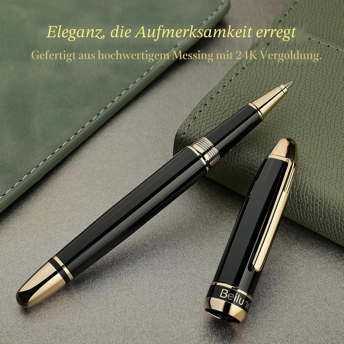 Tintenroller 24K Gold | Luxus Schreibstift mit Piano Lack