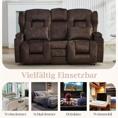 2-Sitzer Relaxsessel mit Liegefunktion & Kinosofa Braun