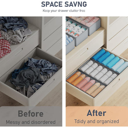 Schubladen Organizer 8er Set Grau für Kleiderschrank & Unterwäsche