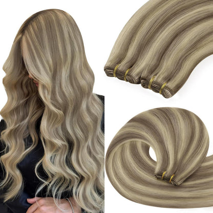 Echthaar Tressen Hellbraun 50cm – Remy Weaving Haarextension
