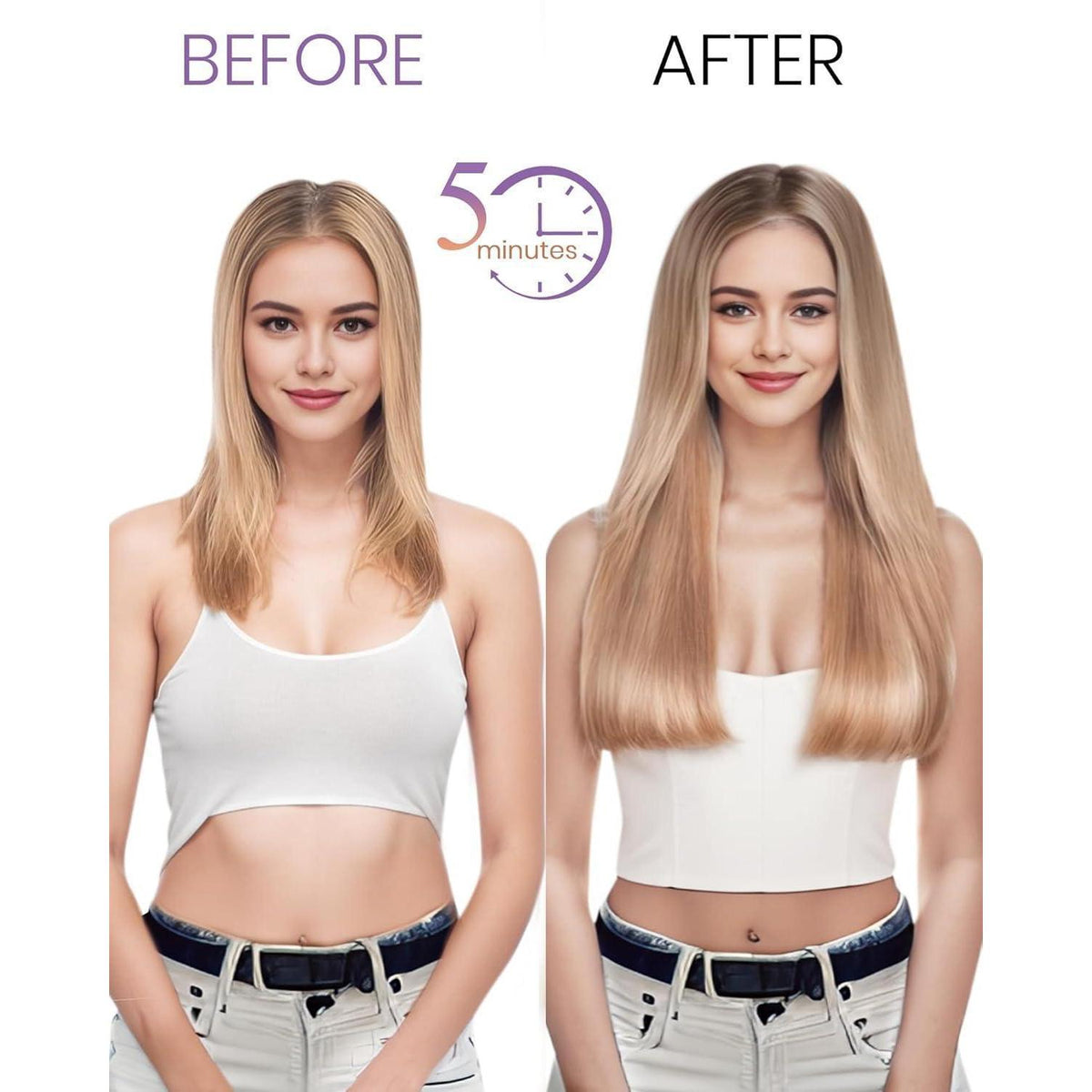 Echthaar Clip-Ins Blond 55cm – Volumenspendend & Längenverlängerung