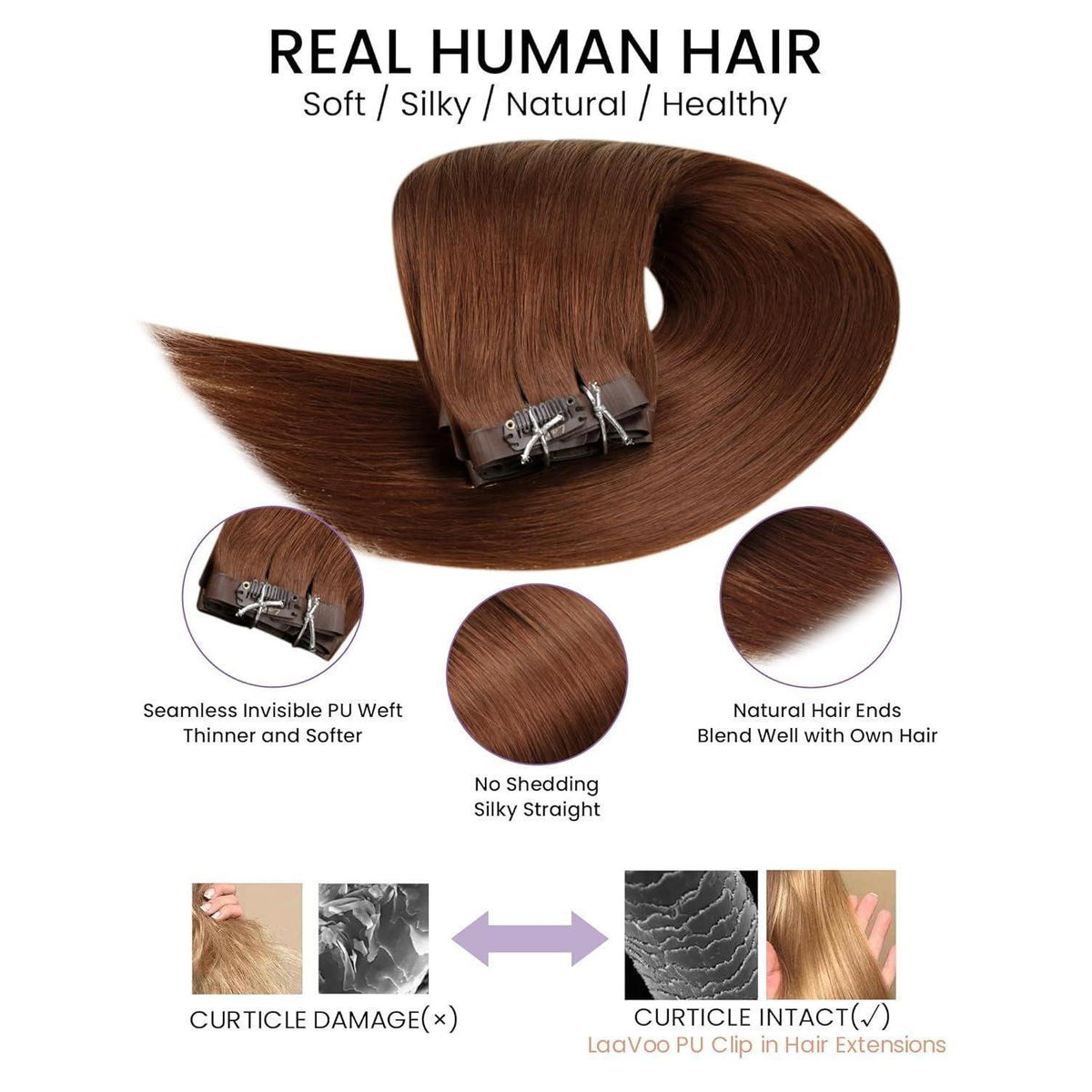 Auburn Echthaar Clip-in Extensions 45cm – Volumenspendend & Längenverlängerung