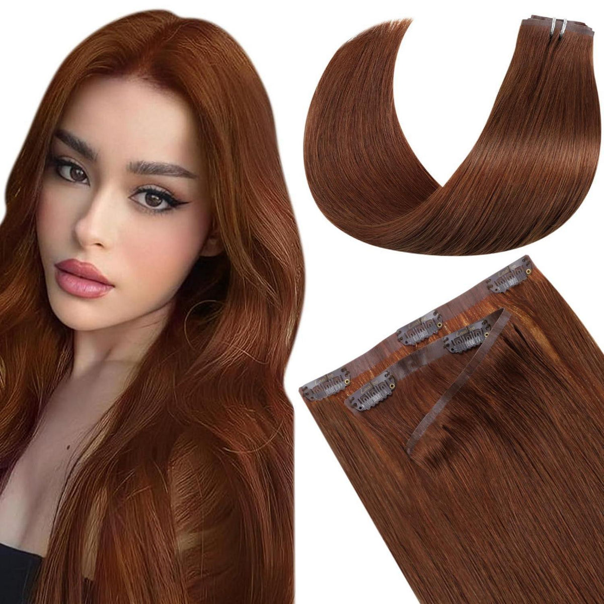 Auburn Echthaar Clip-in Extensions 55cm – Volumenspendend & Längenverlängerung