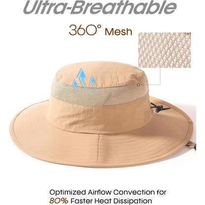 Sonnenhut mit Nackenschutz UPF 80 – Anglerhut & Wanderhut Khaki