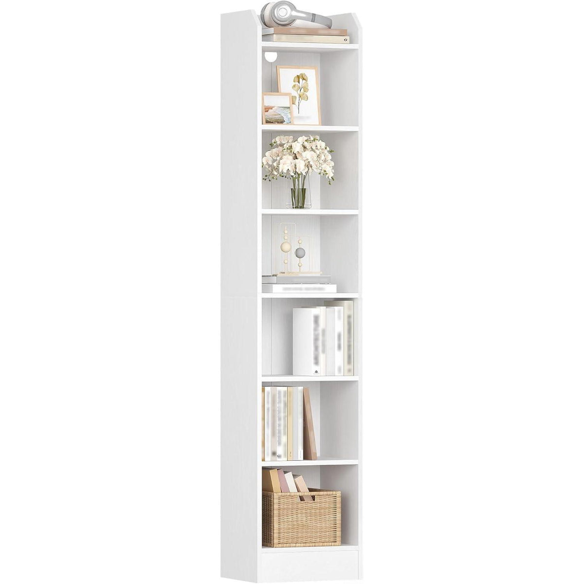 7-stöckiges Bücherregal Weiß – Standregal für Wohnzimmer & Büro