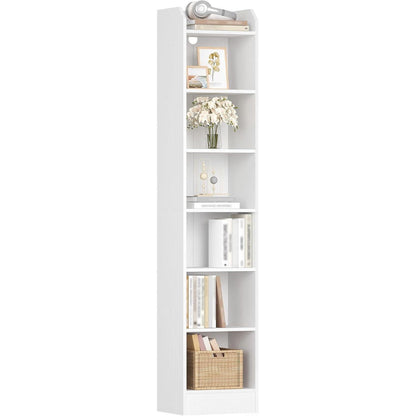 7-stöckiges Bücherregal Weiß – Standregal für Wohnzimmer & Büro