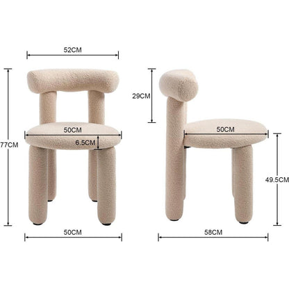 Küchenstühle 2er Set Kunstfell – Moderne Esszimmerstühle Khaki