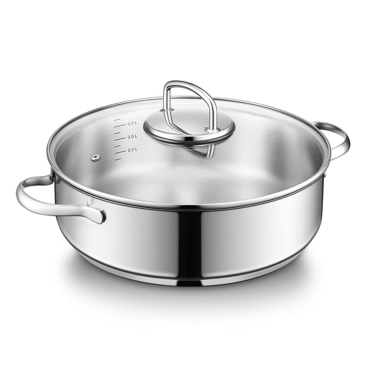 Edelstahl Schmorpfanne 28 cm mit Glasdeckel