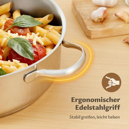 Edelstahl Schmorpfanne 28 cm mit Glasdeckel