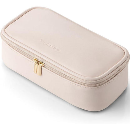 Kosmetiktasche Beige Cremerosa, Organizer für unterwegs in Lederoptik