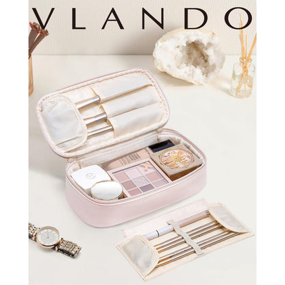 Kosmetiktasche Beige Cremerosa, Organizer für unterwegs in Lederoptik
