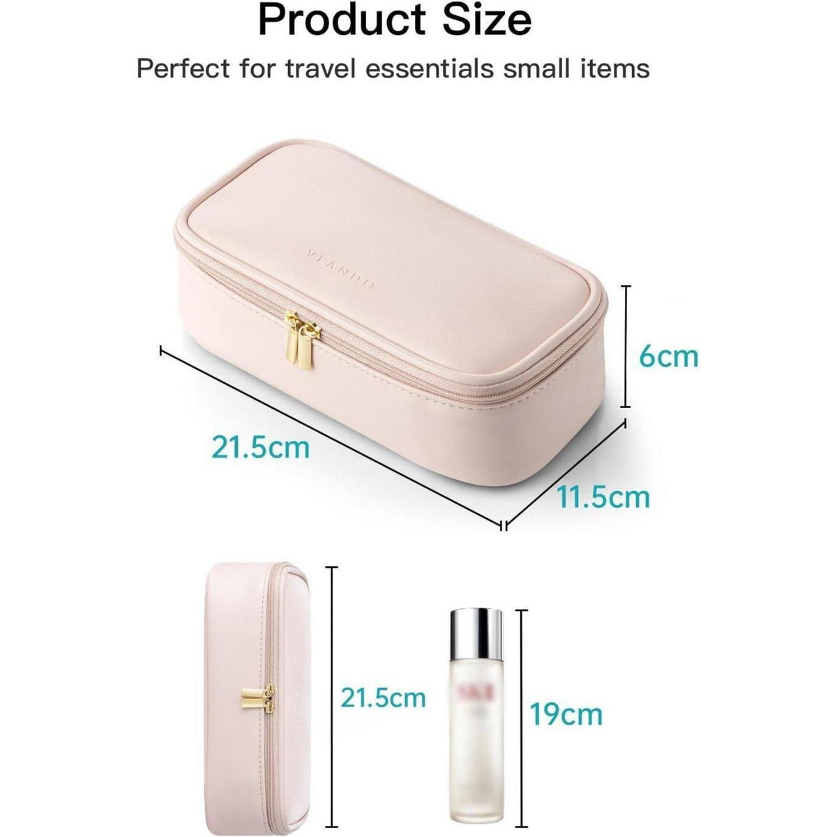 Kosmetiktasche Beige Cremerosa, Organizer für unterwegs in Lederoptik