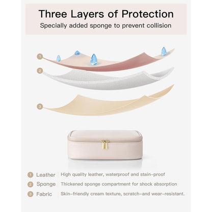 Kosmetiktasche Beige Cremerosa, Organizer für unterwegs in Lederoptik
