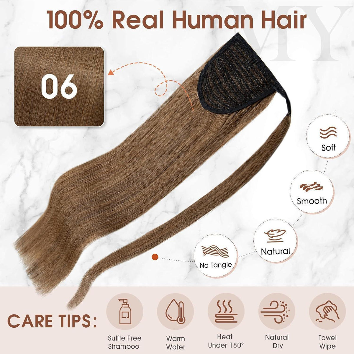 Echthaar Zopf Extension Hellbraun 35 cm – Volumenerweiterung