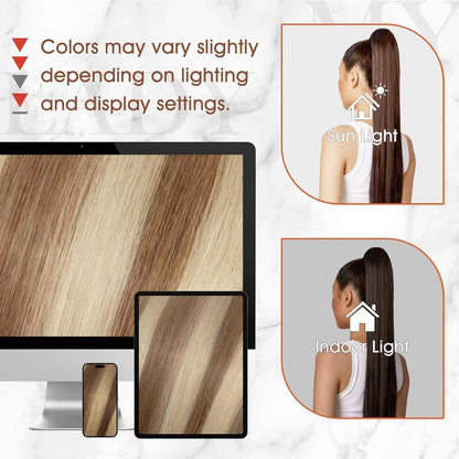 Echthaar Zopf Extension 35 cm Goldbraun & Blond
