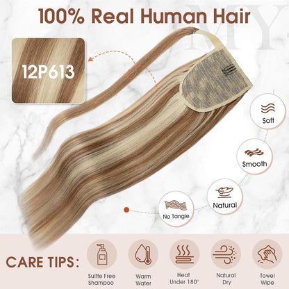 Echthaar Zopf Extension 50 cm Goldbraun & Blond
