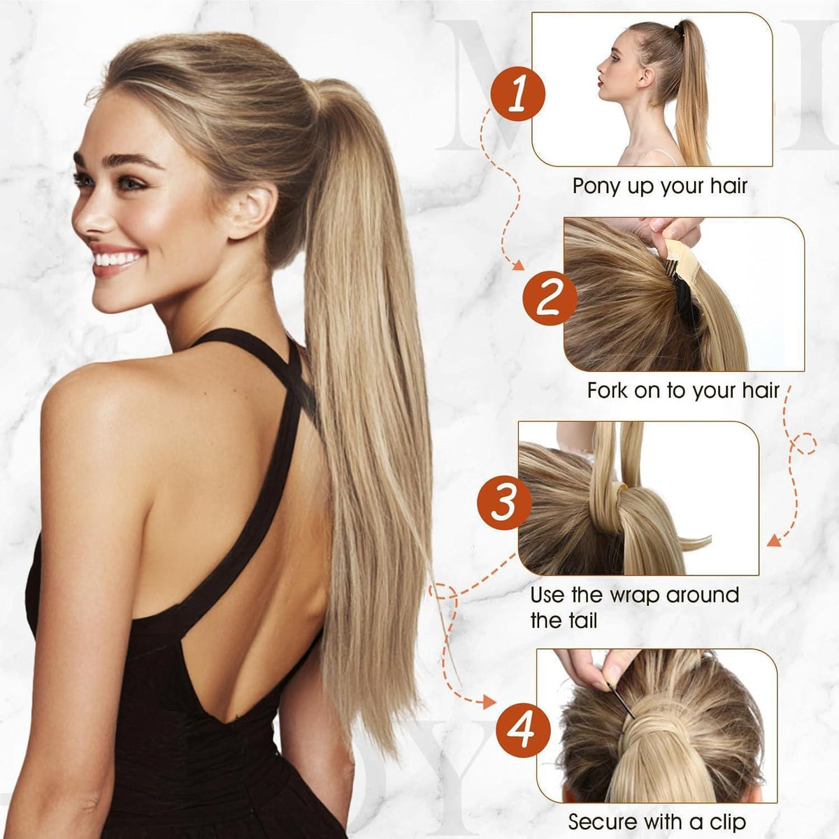 Echthaar Zopf Platinblond 40cm – Haarverlängerung mit Klettverschluss