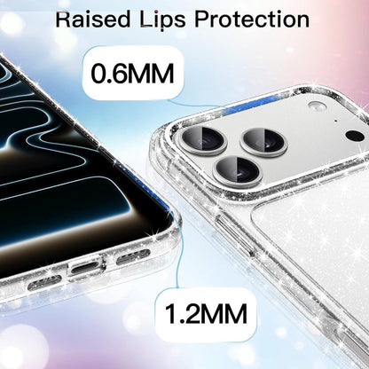 Glitzer Hülle für iPhone 17 Pro 6,3 Zoll, Stoßfest, Transparent