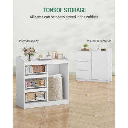 Weißes Sideboard mit 3 Schubladen & Tür – 87x80x40 cm