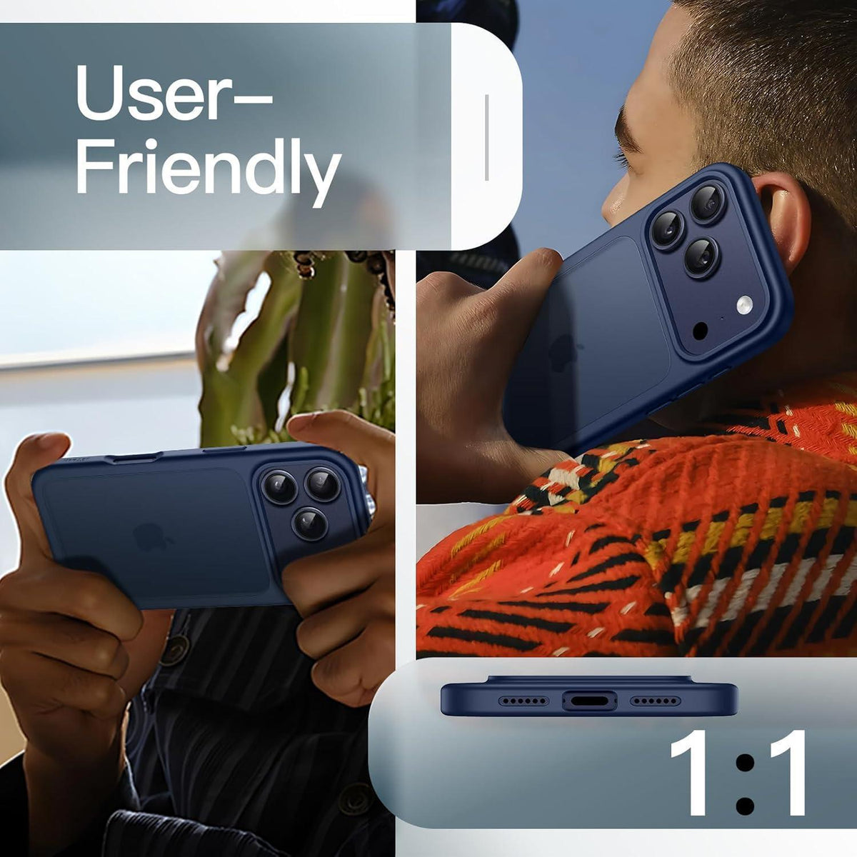 JETech Matt Hülle für iPhone 17 Pro Max, Stoßfest, Dunkelblau