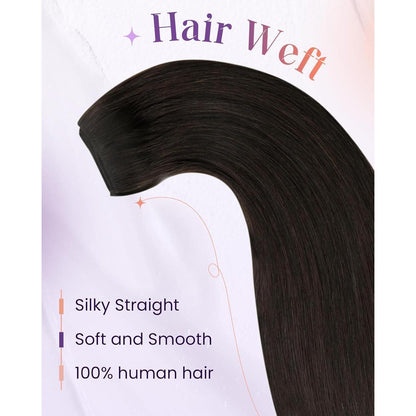 Echthaar Tressen Dunkelbraun 55cm - Remy Weft Extensions