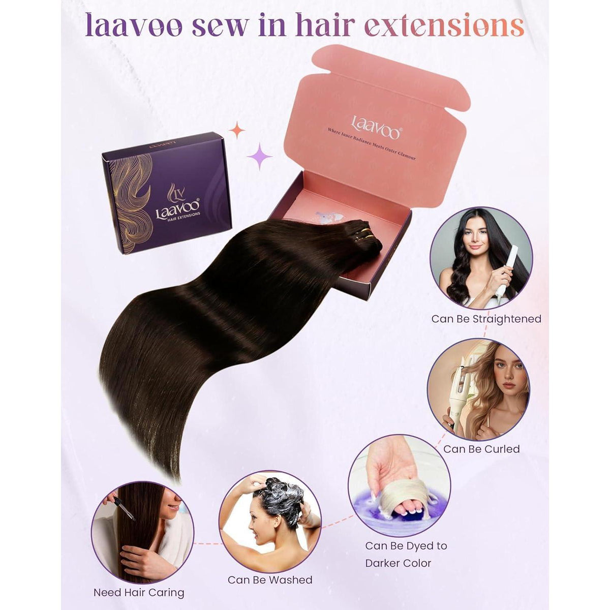 Echthaar Tressen Dunkelbraun 55cm - Remy Weft Extensions